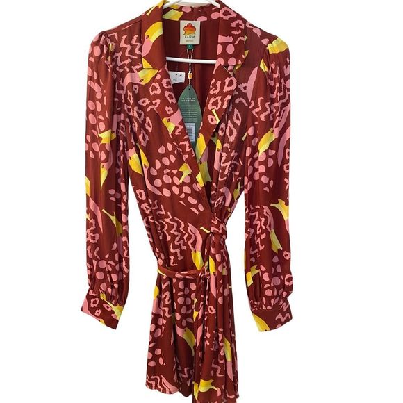 Farm Rio Toucanissimo Long Sleeve Wrap Dress-NWT - Picture 4 of 11